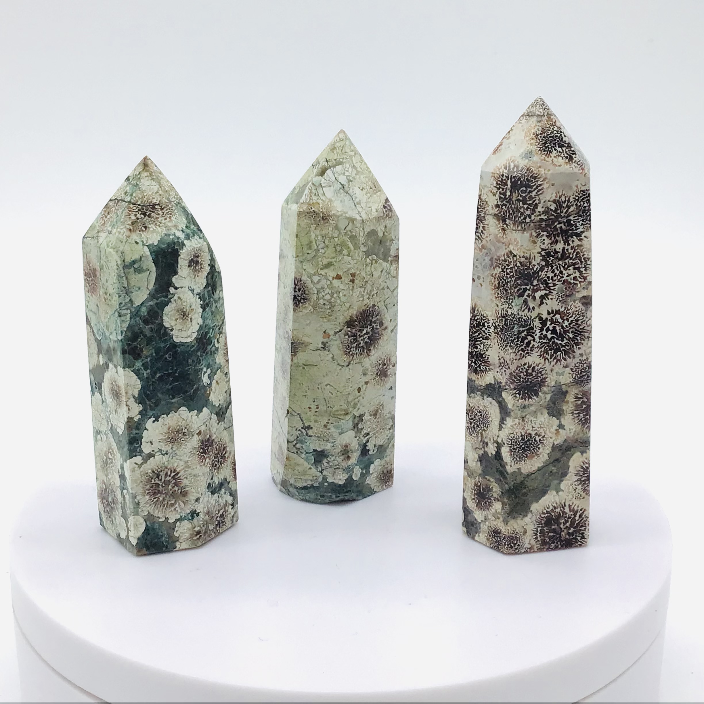 Achát zelený květinový-sakura