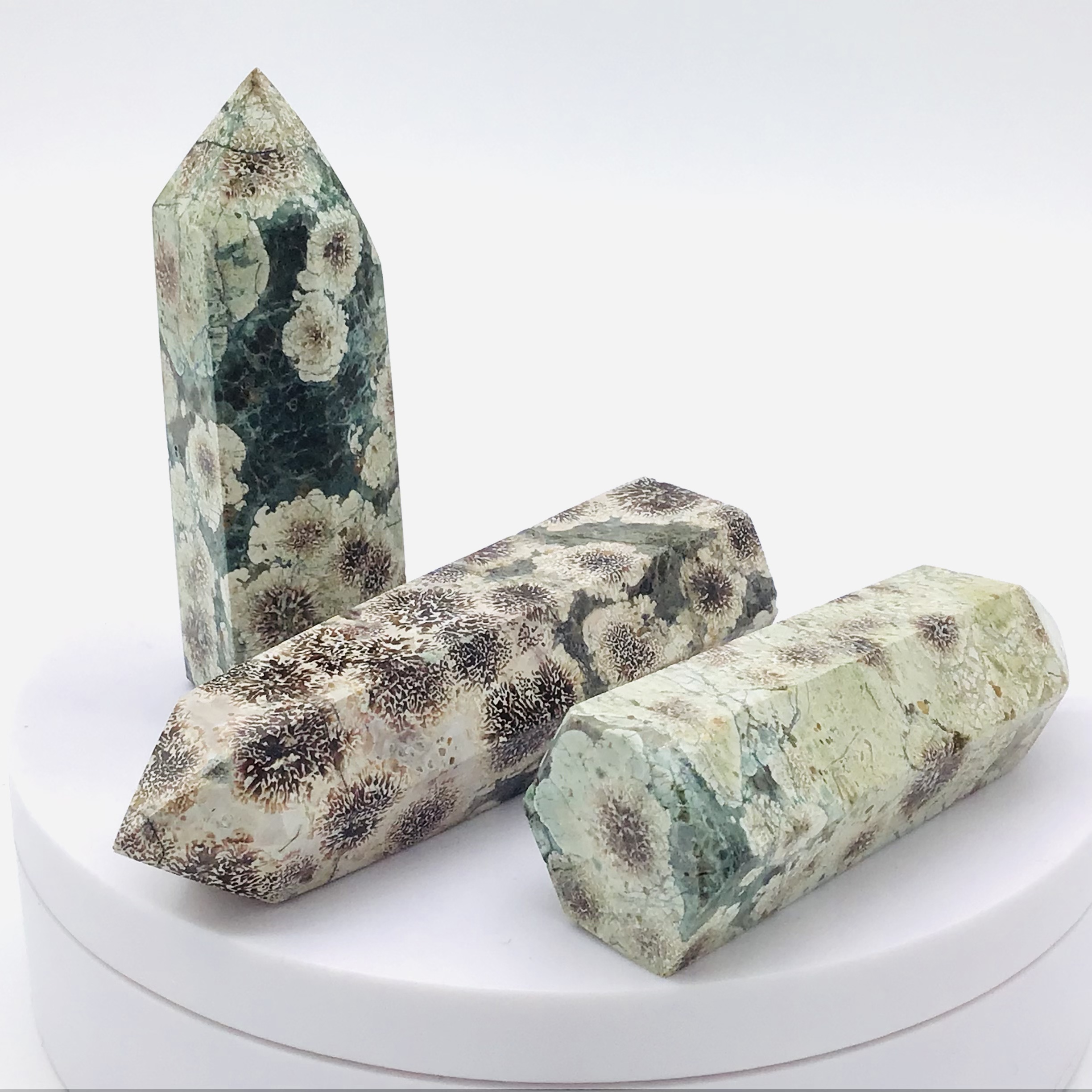 Achát zelený květinový-sakura